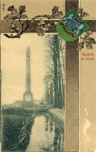 14214 Fantasiekaart met als voorstelling: een gezicht op de gedenknaald ter herdenking van de Slag bij Quatre-Bras (B) ...